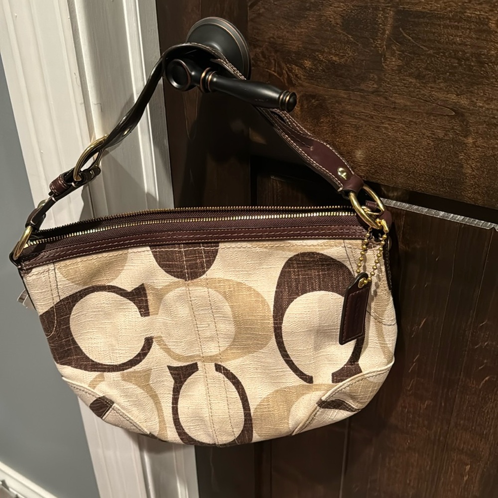 New with tags Coach signature c brown and tan purse